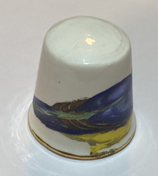 Blue & Yellow Macaw Parrot Bird Porcelain Thimble - Thimblelina.com