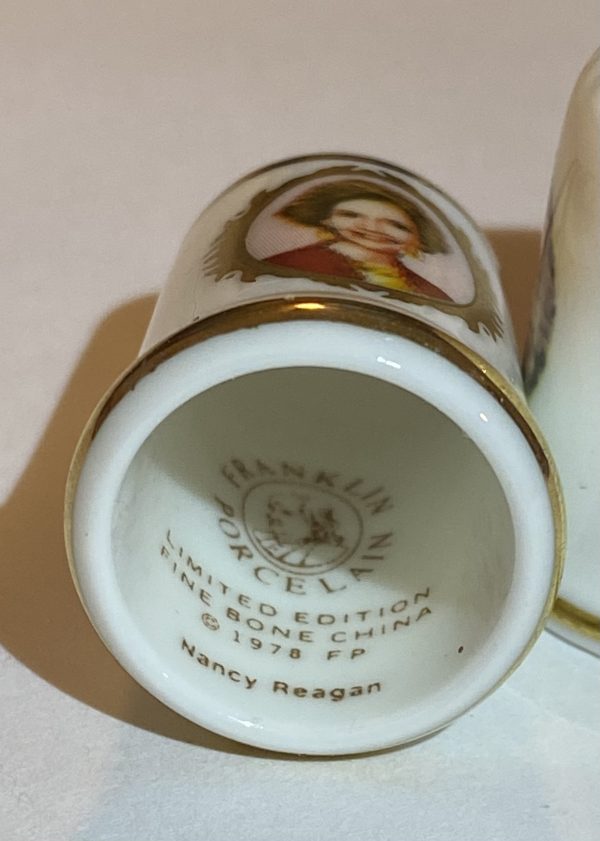 Nancy Reagan 1978 Franklin Mint Fine Bone China Thimble - Thimblelina.com