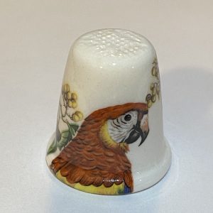 Red Scarlet Macaw Parrot Bird Porcelain Thimble - Thimblelina.com