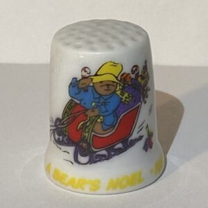 Paddington Bear Thimble A BEAR'S NOEL Porcelain Schmid Japan 1983 - Thimblelina.com