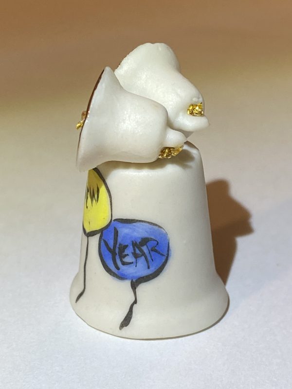 Happy New Year 1985 Porcelain Thimble - Thimblelina.com