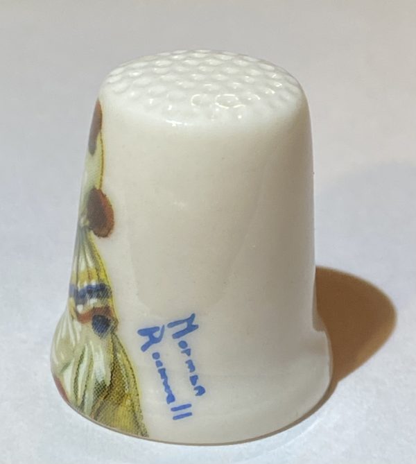 Norman Rockwell The Runaway Ellard Porcelain Souvenir Thimble - Thimblelina.com