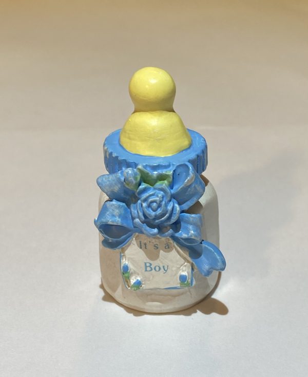 1990's Blue Baby Boy Bottle Collectible Thimble by ENESCO - Thimblelina.com