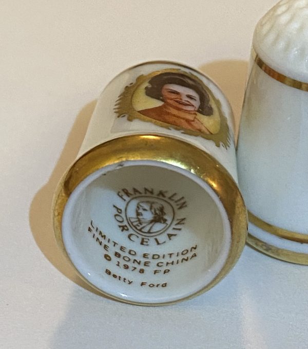 Betty Ford 1978 Franklin Mint Fine Bone China Thimble - Thimblelina.com