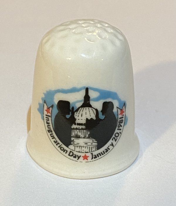 Ronald W. Reagan Porcelain Inauguration Souvenir Thimble - Thimblelina.com