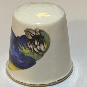 Blue & Yellow Macaw Parrot Bird Porcelain Thimble - Thimblelina.com