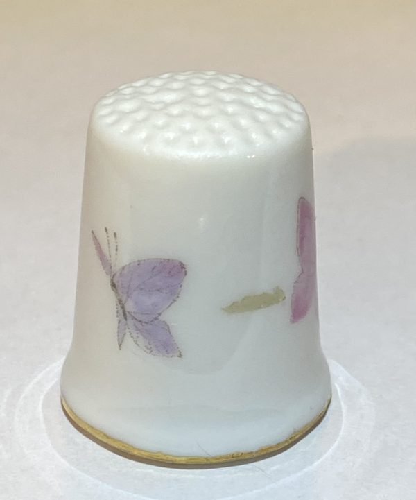 Mother Rose & Butterflies Porcelain Thimble - Thimblelina.com