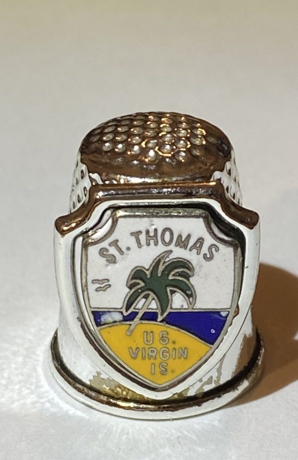 St. Thomas U.S. Virgin Islands Enamel & Metal Souvenir Thimble - Thimblelina.com