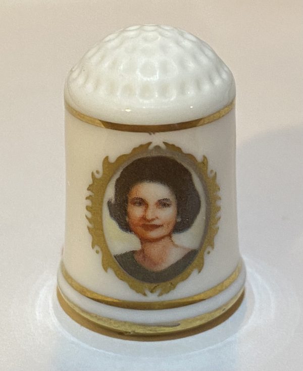 Lady Bird Johnson 1978 Franklin Mint Fine Bone China Thimble - Thimblelina.com