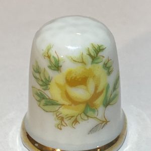 Yellow Rose "My Old Kentucky Home" Porcelain Thimble - Thimblelina.com