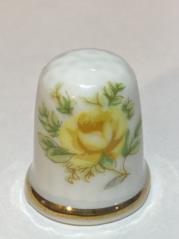 Yellow Rose "My Old Kentucky Home" Porcelain Thimble - Thimblelina.com