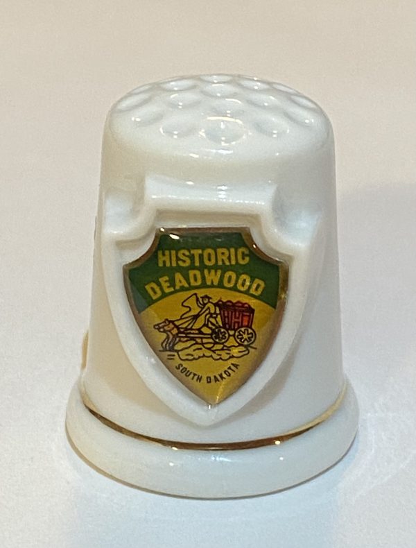 Historic Deadwood South Dakota Porcelain Souvenir Thimble - Thimblelina.com