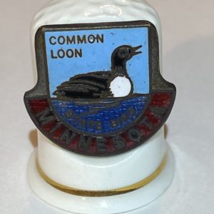 Common Loon Minnesota Enamel & Fine Bone China Souvenir Thimble - Thimblelina.com