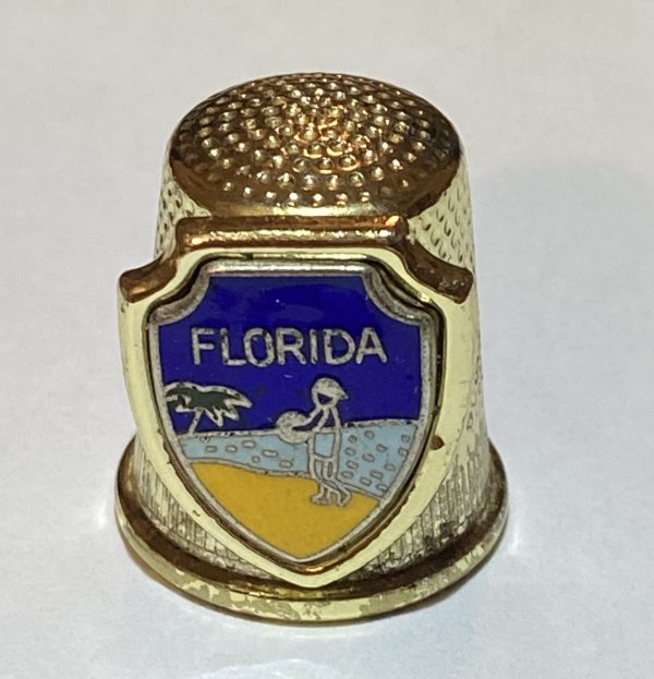 Tropical Florida Enamel & Metal Souvenir Thimble - Thimblelina.com