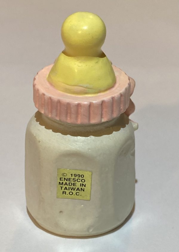1990's Pink Baby Girl Bottle Collectible Thimble by ENESCO - Thimblelina.com