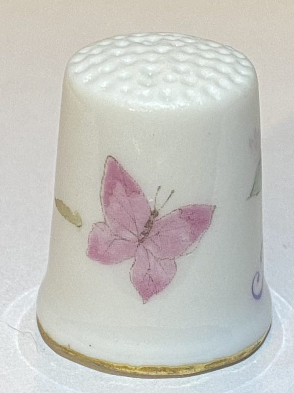 Mother Rose & Butterflies Porcelain Thimble - Thimblelina.com