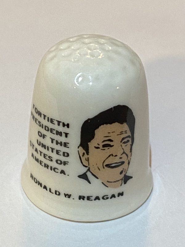 Ronald W. Reagan Porcelain Inauguration Souvenir Thimble - Thimblelina.com